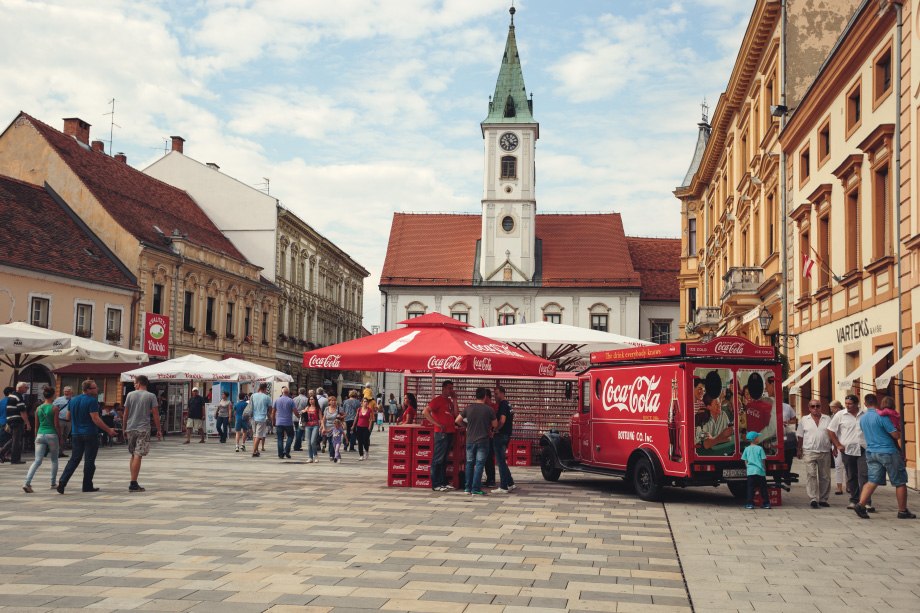 Coca-Cola truck at the entrance